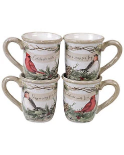 Set Of 4 Holly And Ivy Mugs Home
