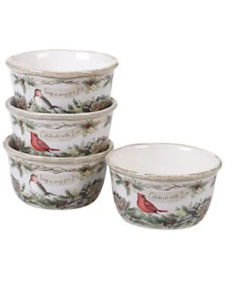 Set Of 4 Holly And Ivy Ice Cream Bowls Home