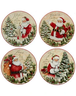 Holiday Wishes Set Of 4 Dessert Plate Home