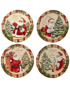 Holiday Wishes Set Of 4 Canape Plate Home