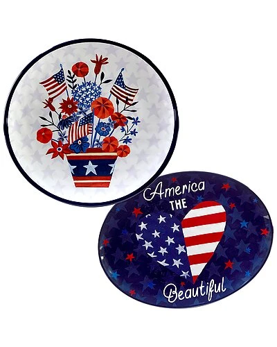 Stars And Stripes 2pc Platter Set Home 1 Stars And Stripes 2pc Platter Set Home
