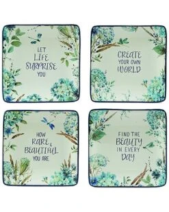 Bohemian Blue Set Of 4 Canape Plates Home