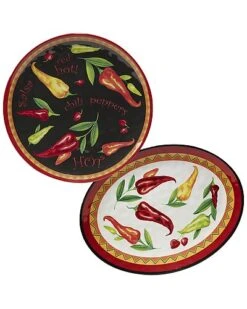 Melamine 2pc Red Hot Platter Set Home