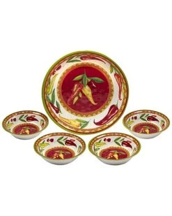 Melamine 5pc Red Hot Serving Set Home
