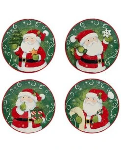 Holiday Magic Santa Set Of 4 Canape Plates Home