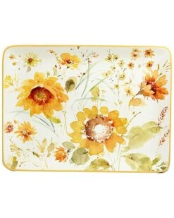 Sunflowers Forever Angular Platter Home