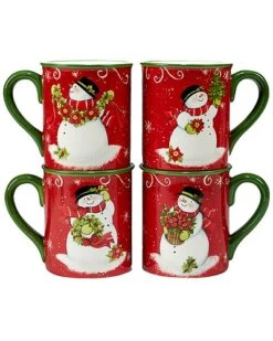 Holiday Magic Snowman Set Of 4 Mugs Home