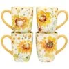 Set Of 4 Sunflowers Forever Mugs Home