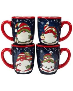 Holiday Magic Gnomes Set Of 4 Mugs Home