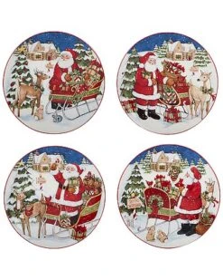 Santa's Workshop Set Of 4 Dessert Plates Home