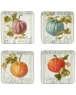 Autumn Harvest Set Of 4 Canape Plates Home