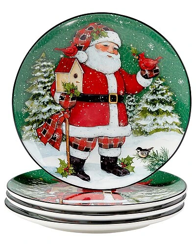 Hristmas Lodge Santa Set Of 4 Dinner Plates Home 1 Hristmas Lodge Santa Set Of 4 Dinner Plates Home