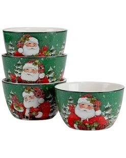 Hristmas Lodge Santa Set Of 4 Ice Cream Bowls Home