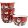 Hristmas Lodge Snowman Set Of 4 Ice Cream Bowls Home