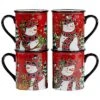 Hristmas Lodge Snowman Set Of 4 Mugs Home