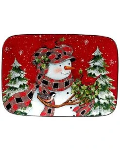 Hristmas Lodge Snowman Rectangular Platter Home