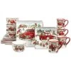Red Truck Snowman 16Pc Dinnerware Set Home