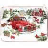 Red Truck Snowman Rectangular Platter Home