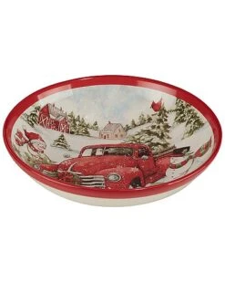 Red Truck Snowman Serving Bowl Home