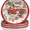 Red Truck Snowman Set Of 4 Soup Bowls Home