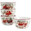 Red Truck Snowman Set Of 4 Ice Cream Bowls Home