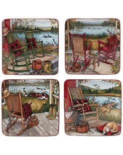 Lake Retreat Set Of 4 Canape Plate Square Home