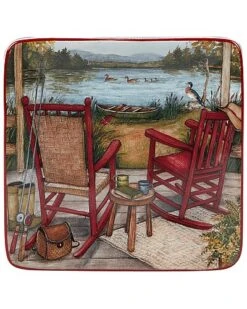 Lake Retreat Set Of 4 Canape Plate Square Home -Certified International Shop 3050444009 RLLD 4