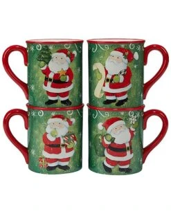 Holiday Magic Santa Set Of 4 Mugs Home