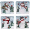 Set Of 4 Watercolor Snowman Canape Plates Home