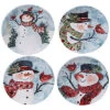 Set Of 4 Watercolor Snowman Dessert Plates Home