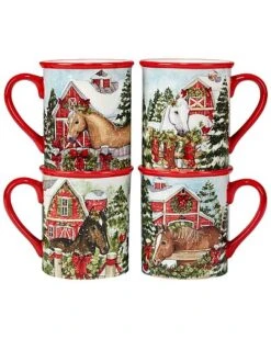 Homestead Christmas Set Of 4 Mugs