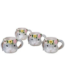 Sweet Bunny Set Of 4 3-D Bunny Mug Home