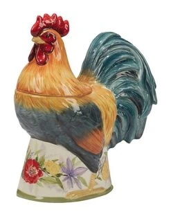 Floral Rooster 3D Cookie Jar Home