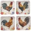 Floral Rooster Canape Plates (Set Of 4) Home