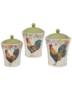 Floral Rooster Canisters (Set Of 3) Home