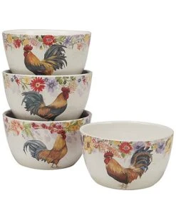 Floral Rooster Ice Cream Bowls (Set Of 4) Home