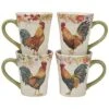 Floral Rooster Mugs (Set Of 4) Home