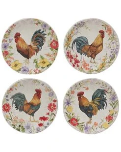 Floral Rooster Salad Plates (Set Of 4) Home