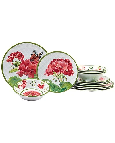 Geraniums 12pc Dinnerware Set Home 1 Geraniums 12pc Dinnerware Set Home