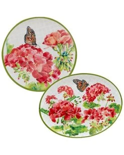 Geraniums 2pc Platter Set Home