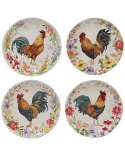 Floral Rooster Dinner Plates (Set Of 4) Home