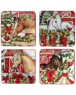 Homestead Christmas Set Of 4 Canape Plates