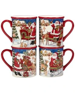 Santa's Workshop Set Of 4 Mugs Home