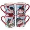 Set Of 4 Watercolor Snowman Mugs Home