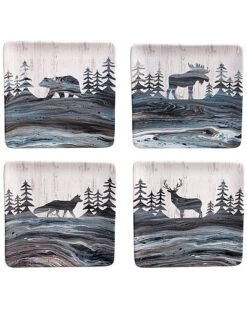 Set Of 4 Fluidity Lodge Dessert Plates Home