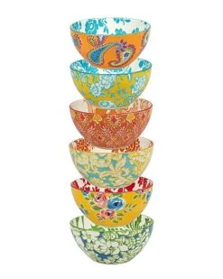 Damask Floral Set Of 6 All Purpose Bowl 4.75" 6 Assorted Home