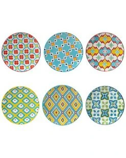 Damask Floral Set Of 6 Canape Plate, 6" 6 Assorted Home