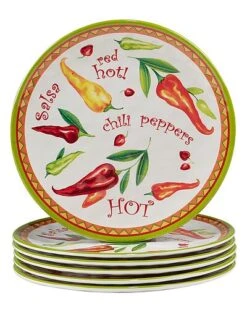 Melamine Set Of 6 Red Hot Salad Plates Home