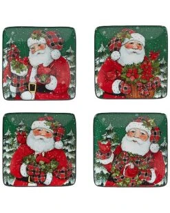 Hristmas Lodge Santa Set Of 4 Canape Plates Home