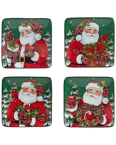 Hristmas Lodge Santa Set Of 4 Canape Plates Home 1 Hristmas Lodge Santa Set Of 4 Canape Plates Home